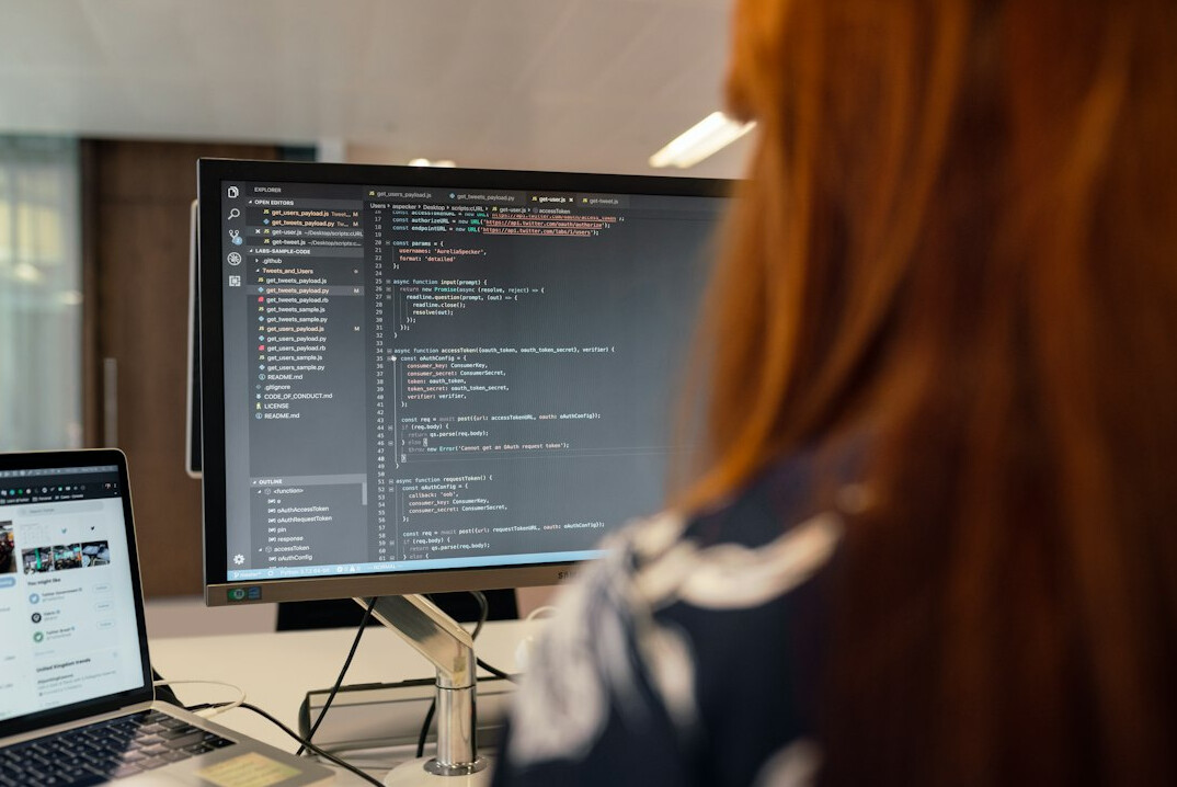 student studying coding