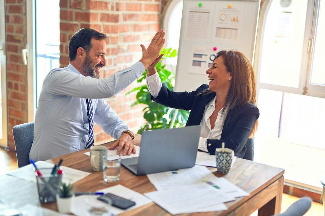 person celebrating job offer